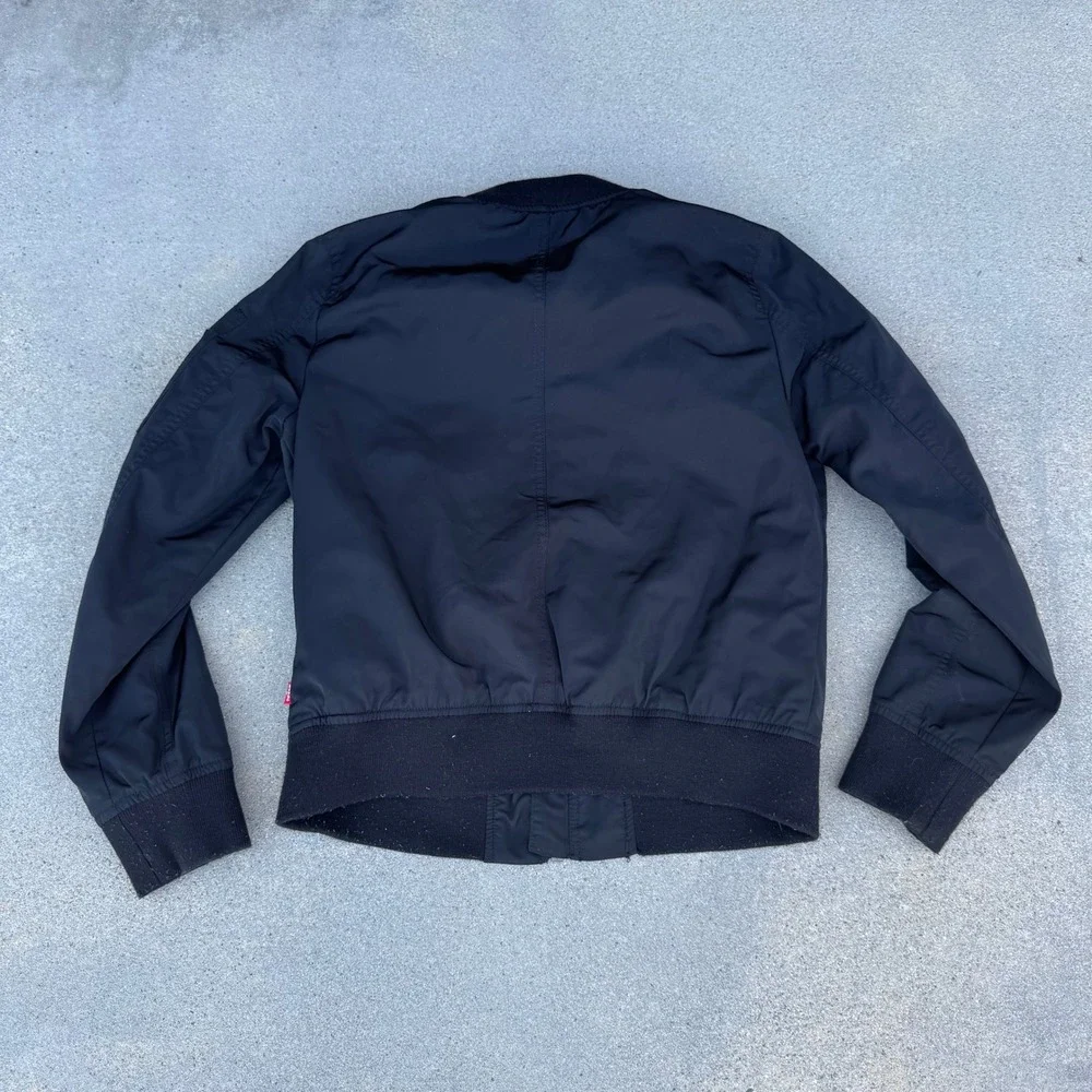 Levi's Men Bomber Jacket Black Full Zip Flight Jacket‎ Utility Pockets Medium